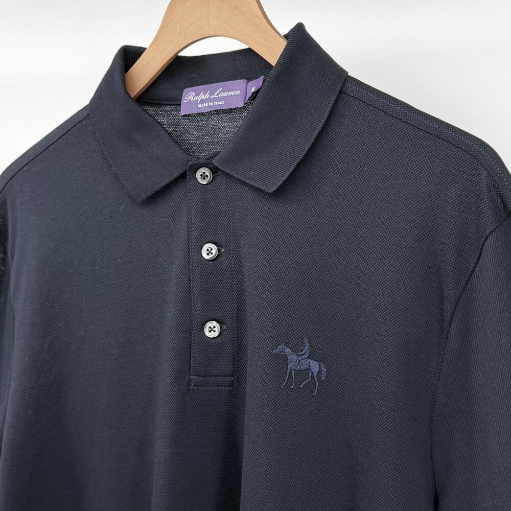 Ralph Lauren Purple Label Long Sleeve Pique Polo Shirt Size M Quiet Luxury